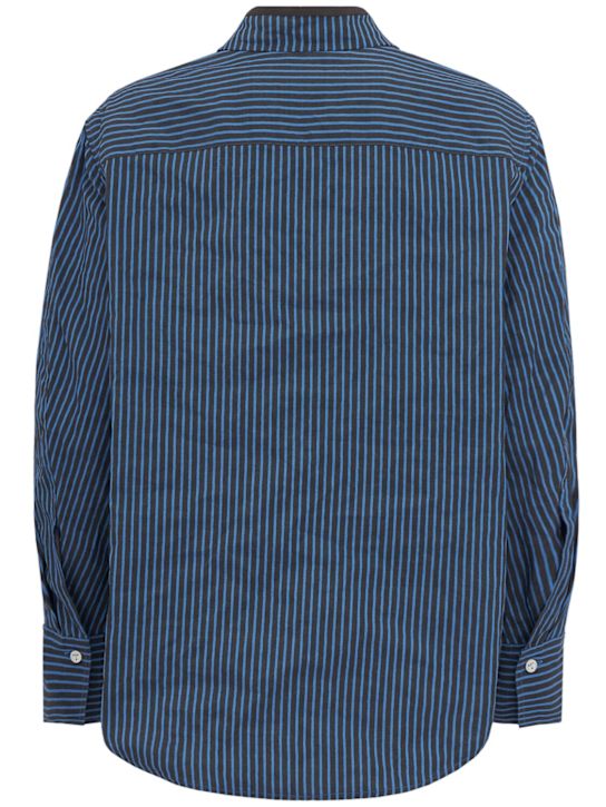 Time: Striped cotton blend shirt - Indigo(greenish - women_1 | Luisa Via Roma
