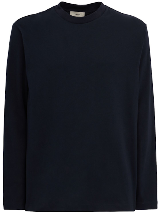 The Core: Long-sleeve cotton jersey t-shirt - 深蓝色 - men_0 | Luisa Via Roma