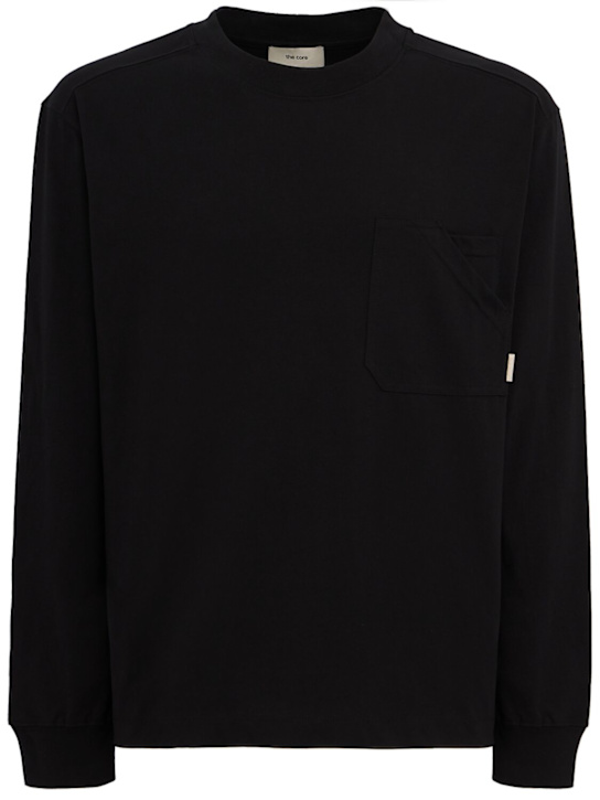 The Core: Long-sleeve t-shirt w/ pocket - ブラック - men_0 | Luisa Via Roma