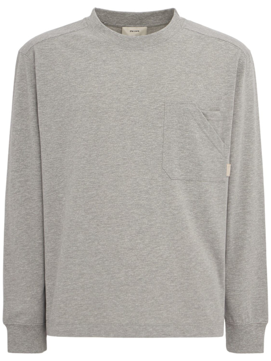 The Core: Long-sleeve t-shirt w/ pocket - 麻灰色 - men_0 | Luisa Via Roma