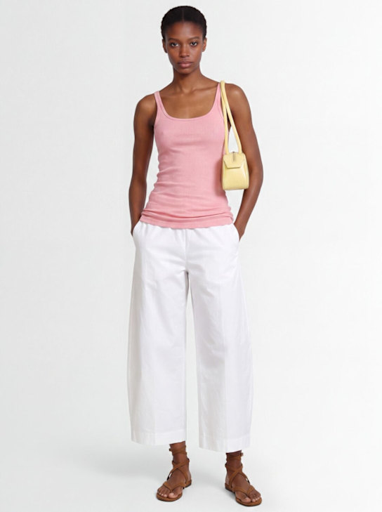 MSGM: Ribbed stretch viscose tank top - ピンク - women_1 | Luisa Via Roma