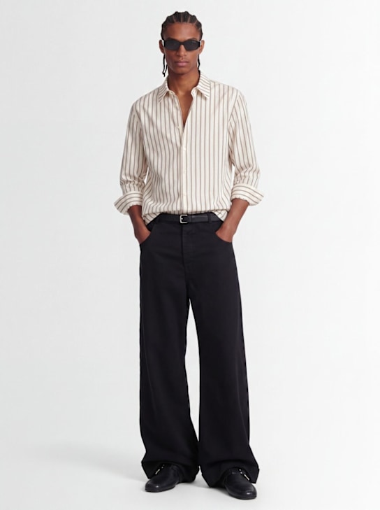 Louis Gabriel Nouchi: Striped poplin cotton classic shirt - Desert Pinstrip - men_1 | Luisa Via Roma
