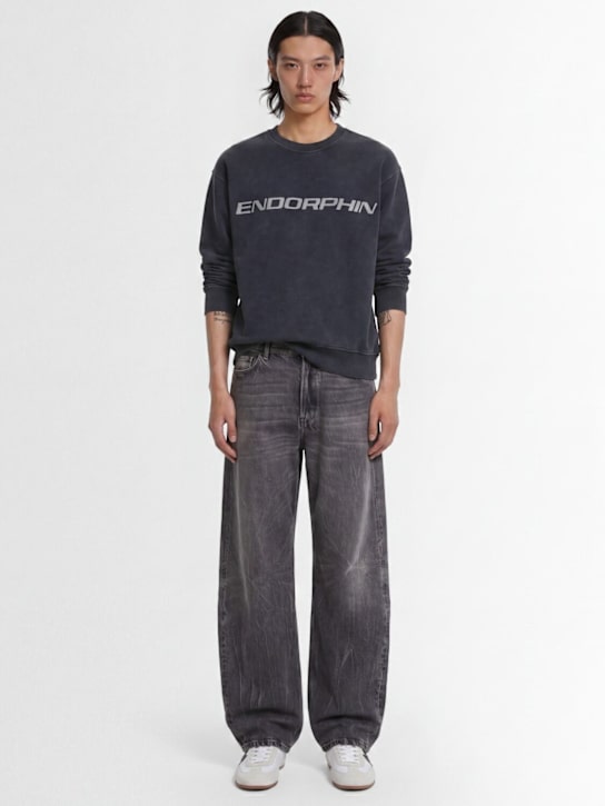 MSGM: Endorphin cotton crewneck sweatshirt - 炭灰色 - men_1 | Luisa Via Roma