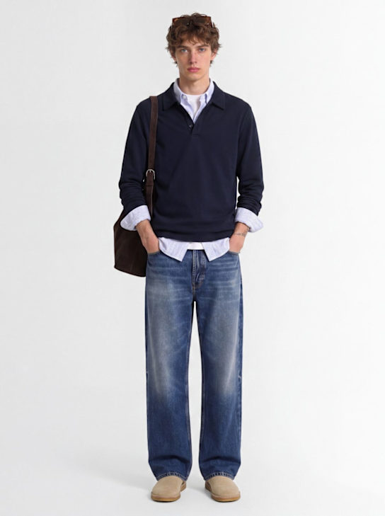 The Core: Long-sleeve polo - ネイビー - men_1 | Luisa Via Roma
