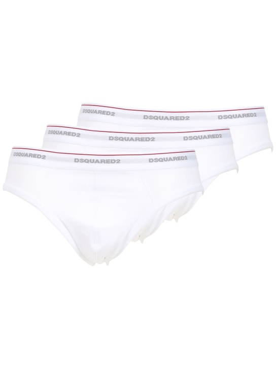 Dsquared2 Underwear: Set di 3 slip in jersey di cotone con logo - men_0 | Luisa Via Roma