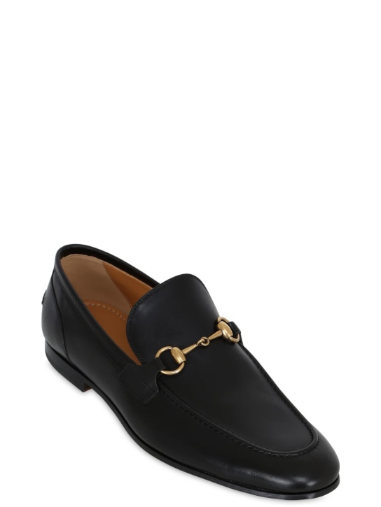 Gucci: Jordaan horsebit leather loafers - Black - men_1 | Luisa Via Roma