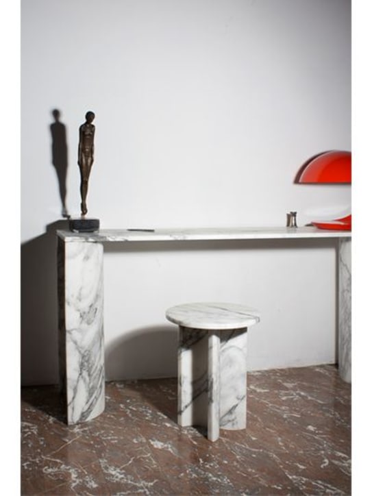 Bloc Studios: Giancarlo marble stool - White - ecraft_1 | Luisa Via Roma