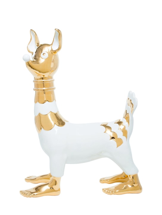Matteo Cibic: Limit.Ed Luky Dog ceramic figurine - Gold/White - ecraft_0 | Luisa Via Roma