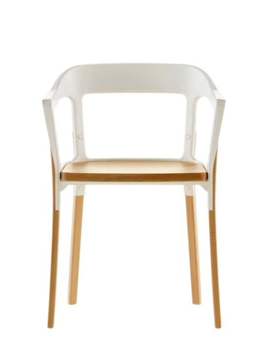 Magis: Steel & wood armchair - White/Brown - ecraft_0 | Luisa Via Roma
