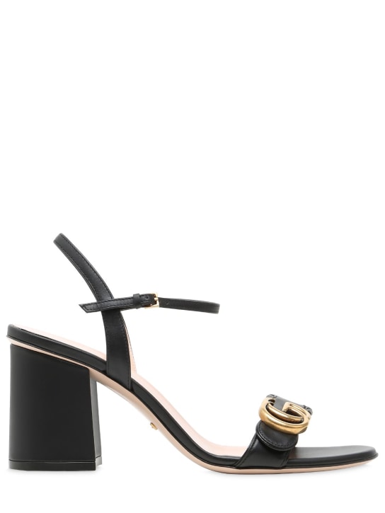 Gucci: 75mm Marmont leather sandals - Siyah - women_0 | Luisa Via Roma