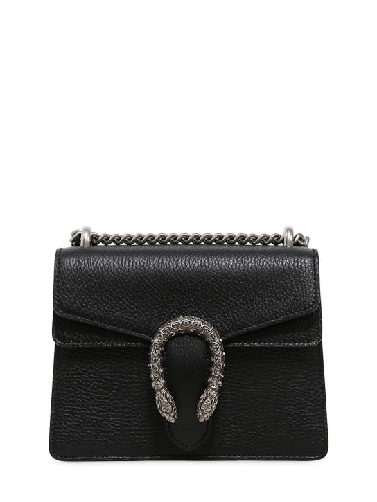 Gucci: Mini Dionysus leather shoulder bag - Black - women_0 | Luisa Via Roma