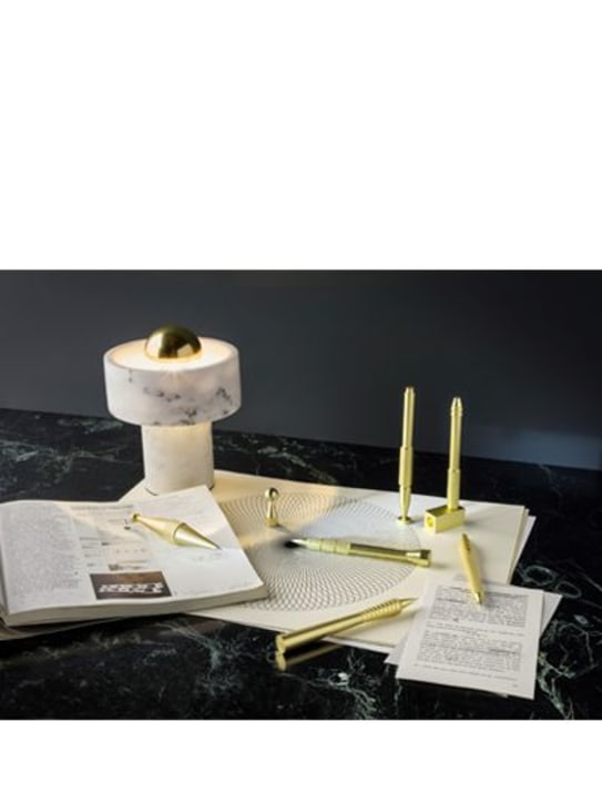 Tom Dixon: Stone table lamp - Altın/Beyaz - ecraft_1 | Luisa Via Roma