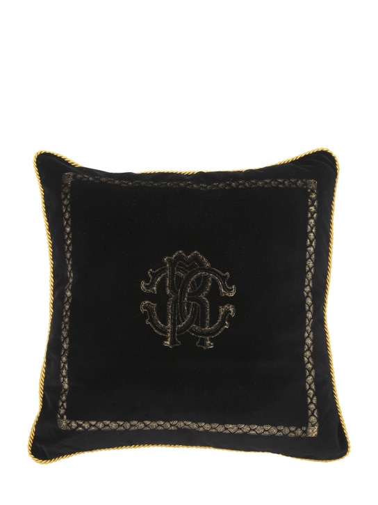 Roberto Cavalli: Venezia cotton & silk cushion - Black - ecraft_0 | Luisa Via Roma