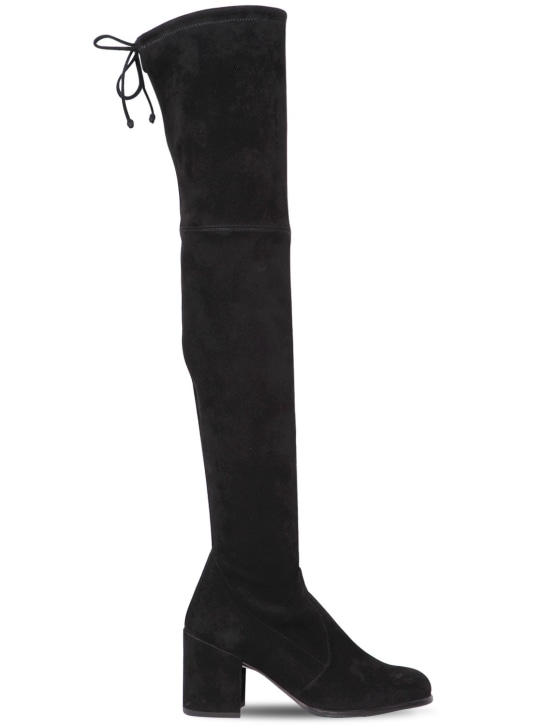 Stuart Weitzman: 70mm Tieland stretch suede boots - Black - women_0 | Luisa Via Roma