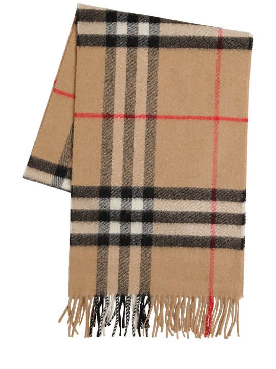 Burberry: Classic check giant icon cashmere scarf - Archive Beige - women_0 | Luisa Via Roma