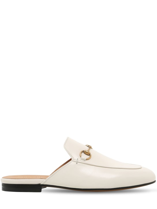 Gucci: 10毫米"PRINCETOWN"皮革穆勒鞋 - 白色 - women_0 | Luisa Via Roma