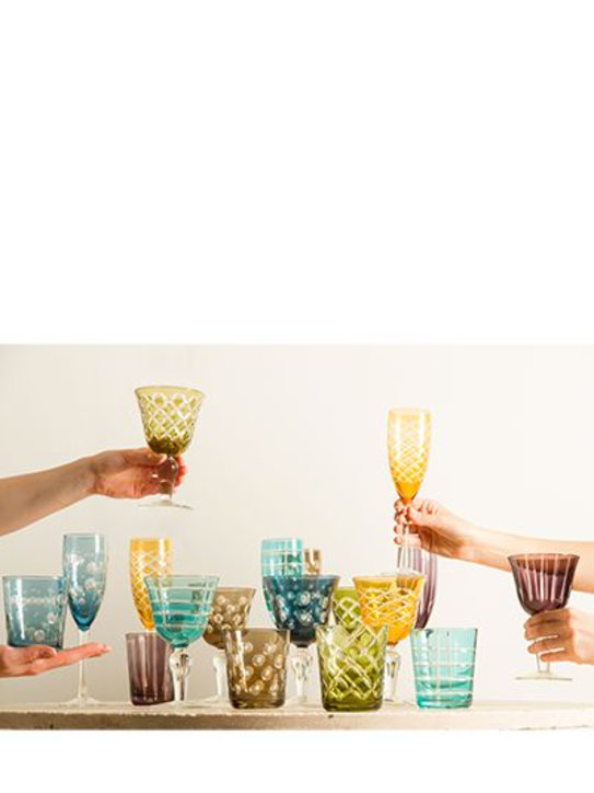 Polspotten: Set of 6 cutting water glasses - Multicolor - ecraft_7 | Luisa Via Roma
