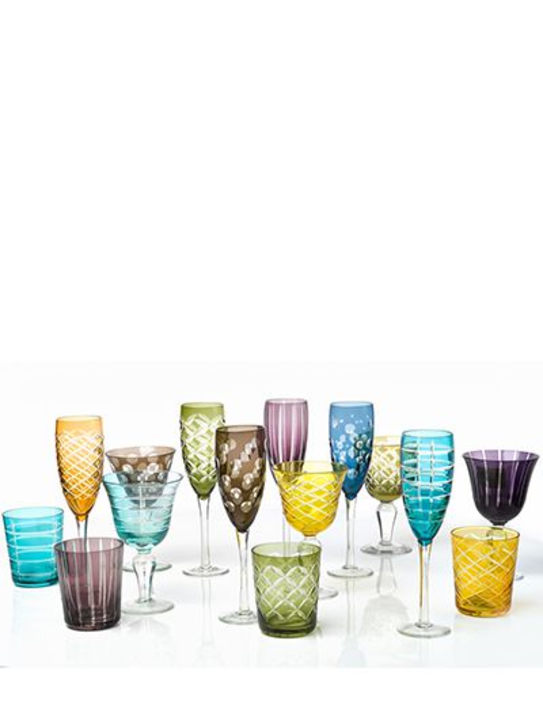 Polspotten: Set of 6 cutting water glasses - Multicolor - ecraft_6 | Luisa Via Roma