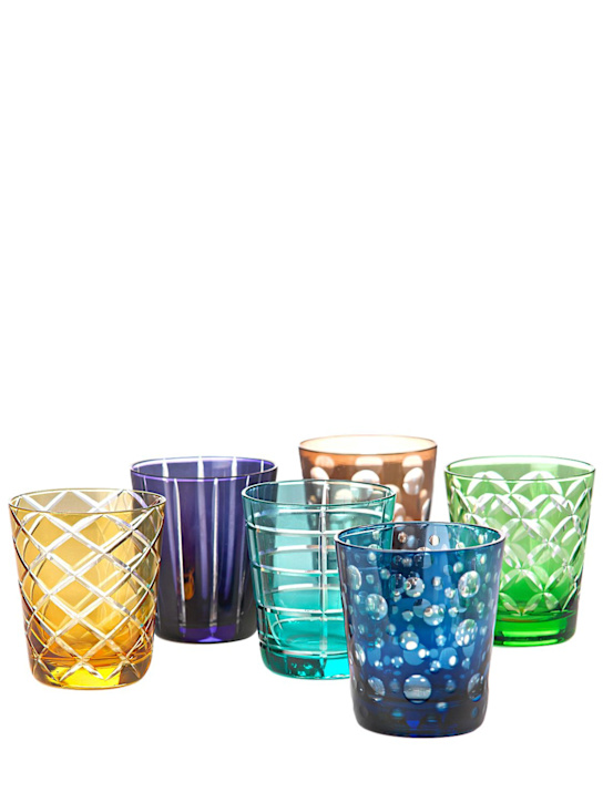 Polspotten: Set of 6 cutting water glasses - Multicolor - ecraft_4 | Luisa Via Roma