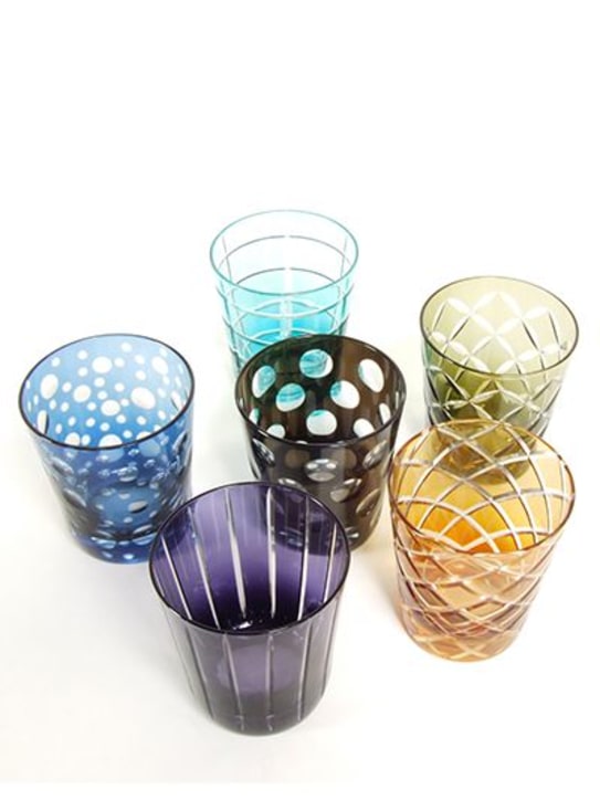 Polspotten: Set of 6 cutting water glasses - Multicolor - ecraft_5 | Luisa Via Roma