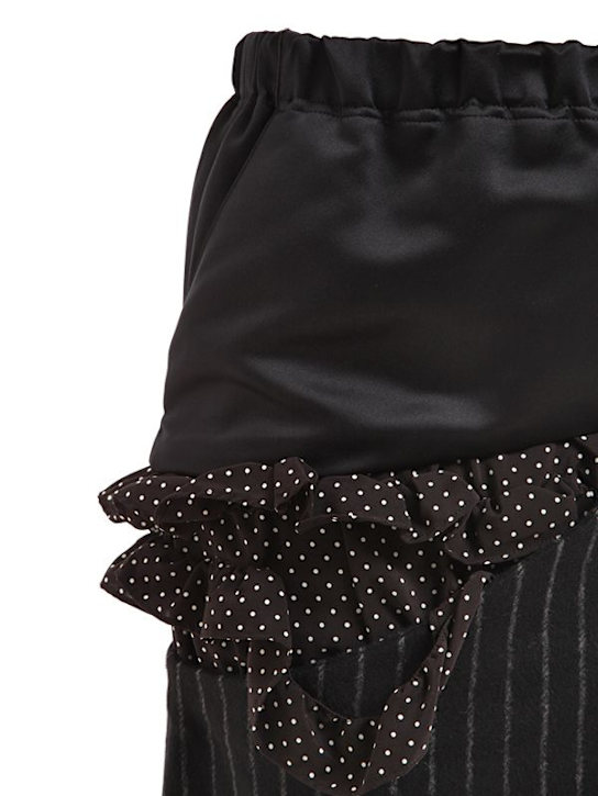 Facetasm: PATCHWORK SATIN & PINSTRIPE WOOL SKIRT - Black - women_1 | Luisa Via Roma