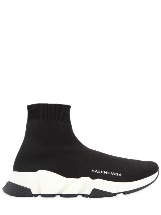 Balenciaga: 30mm Speed knit sock sneakers - Black - women_0 | Luisa Via Roma