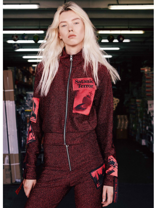 Dilara Findikoglu: LVR EXCLUSIVE CHAQUETA DEPORTIVA DE LUREX - Rojo - women_1 | Luisa Via Roma