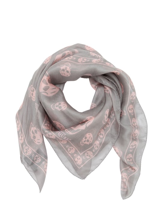 Alexander McQueen: Classic skull printed silk chiffon scarf - women_0 | Luisa Via Roma