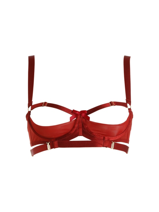 Bordelle: Gia satin open bra w/ underwire - Red - women_0 | Luisa Via Roma