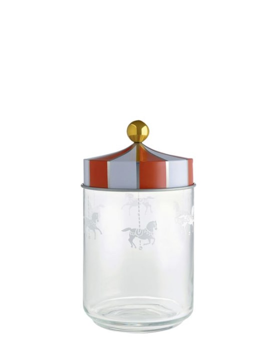 Alessi: Circus large glass container w/ lid - Transparent/Red - ecraft_0 | Luisa Via Roma