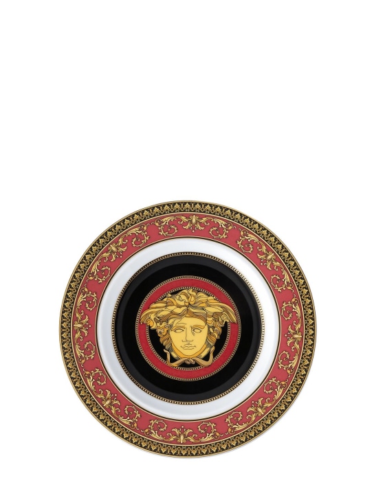 Versace: Medusa porcelain dessert plate - Red/Gold - ecraft_0 | Luisa Via Roma