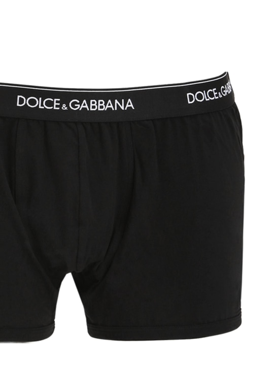 Dolce&Gabbana: Pack of 2 logo cotton boxer briefs - Black - men_3 | Luisa Via Roma