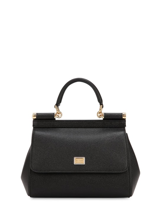 Dolce&Gabbana: Small Sicily Dauphine leather bag - Black - women_0 | Luisa Via Roma