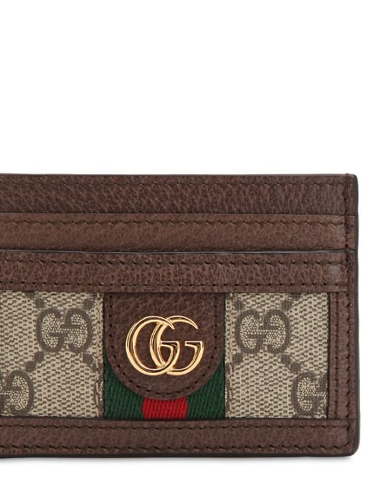 Gucci: Ophidia GG Supreme card holder - Kahverengi - women_1 | Luisa Via Roma