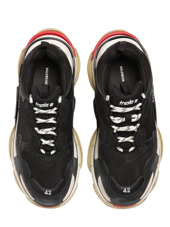 Balenciaga: "TRIPLE S"麂皮，皮革&网眼运动鞋 - 黑色 - men_5 | Luisa Via Roma