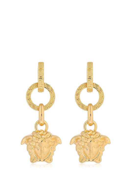 Versace: Small medusa palazzo hoop earrings - women_0 | Luisa Via Roma