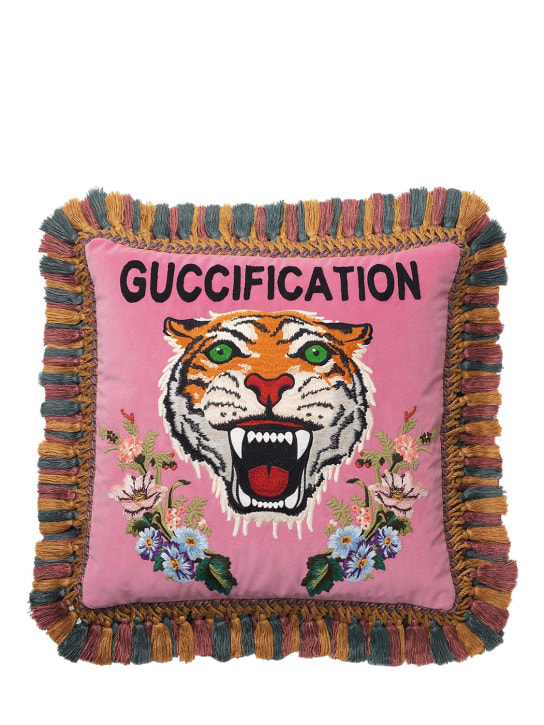 Guccification Cross Stitch Cushion - Gucci - Home | Luisaviaroma