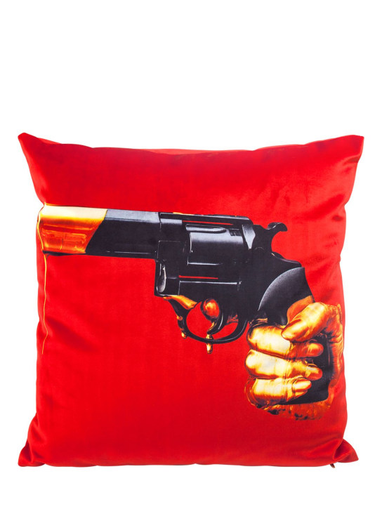 Seletti: Revolver printed cushion - Red/Multi - ecraft_0 | Luisa Via Roma