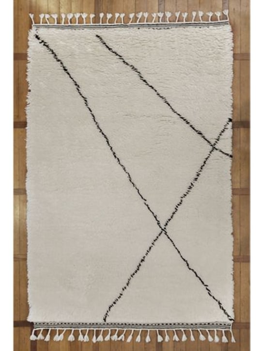 Studio Maleki: Large lines handmade Berber wool rug - White/Black - ecraft_1 | Luisa Via Roma