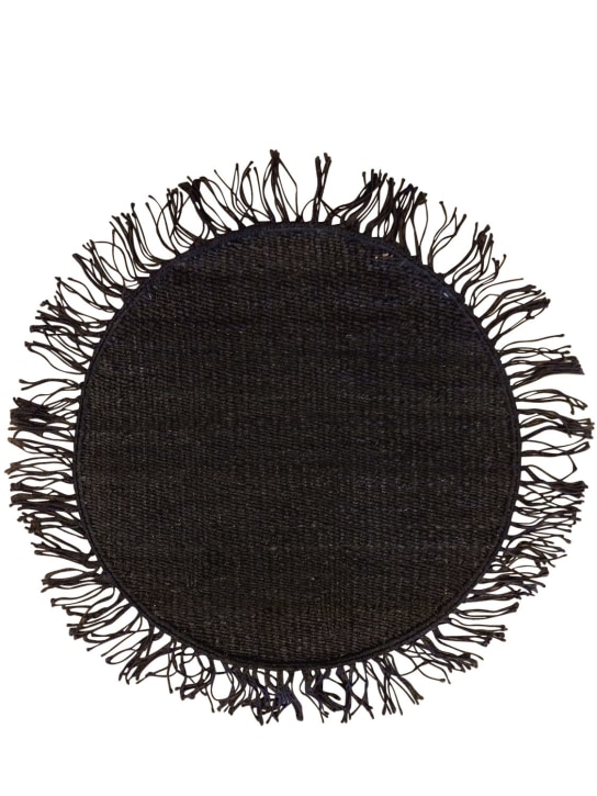 Studio Maleki: Cocco round handmade jute rug w/ fringes - Black - ecraft_0 | Luisa Via Roma