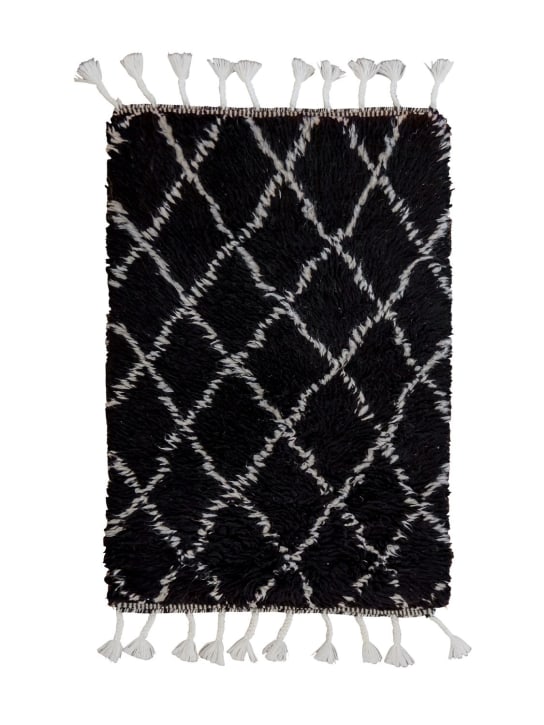 Studio Maleki: Rombus small handmade Berber wool rug - Black/White - ecraft_0 | Luisa Via Roma