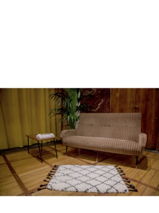 Studio Maleki: Petit tapis berbère en laine fait main Rombus - Blanc/Noir - ecraft_1 | Luisa Via Roma