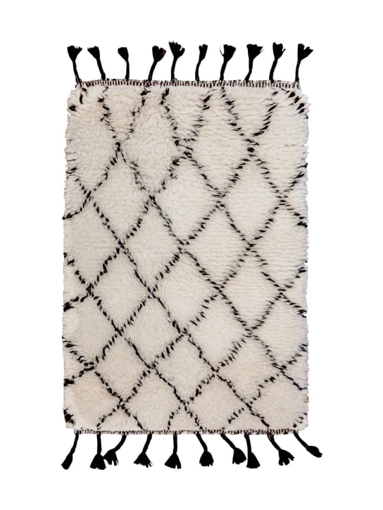 Studio Maleki: Rombus small handmade Berber wool rug - White/Black - ecraft_0 | Luisa Via Roma