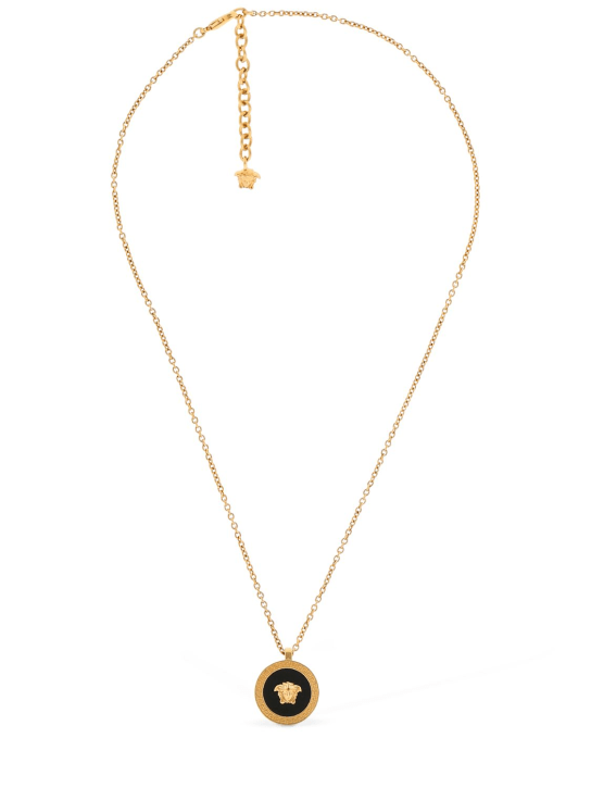 Versace: Greek motif & medusa long necklace - Gold/Black - men_1 | Luisa Via Roma
