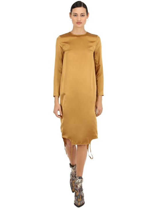 Marques'Almeida: TWISTED SILK SATIN DRESS - Gold - women_0 | Luisa Via Roma