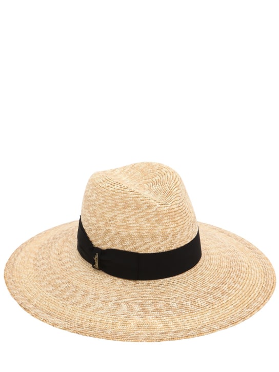 Borsalino: Sophie medium brim straw hat - Natural/Black - women_0 | Luisa Via Roma
