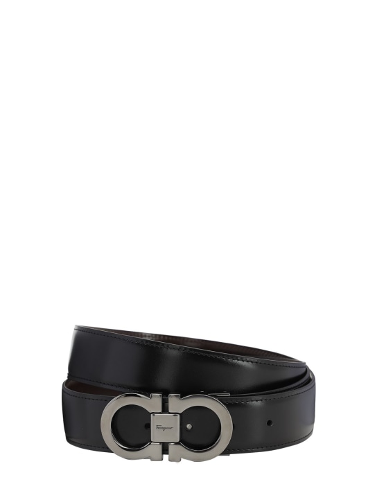 Ferragamo: 35mm reversible leather belt - Siyah - men_0 | Luisa Via Roma