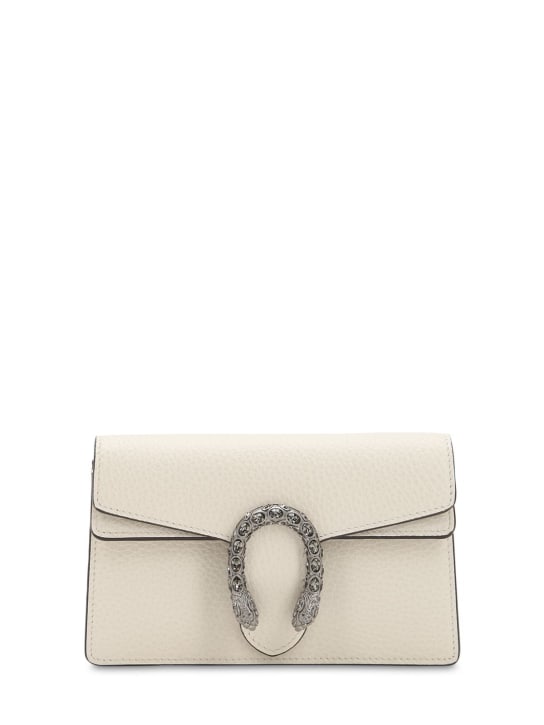 Gucci: Super mini Dionysus leather shoulder bag - Beyaz - women_0 | Luisa Via Roma