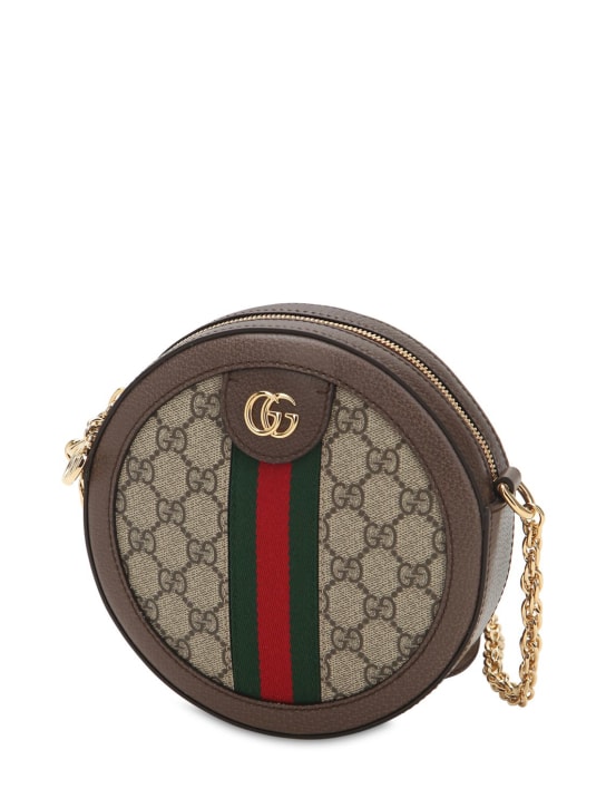 Gucci: Ophidia GG Supreme迷你圆形单肩包 - 灰褐色 - women_1 | Luisa Via Roma