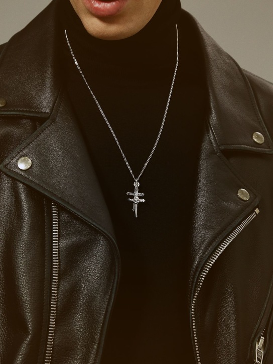 Emanuele Bicocchi: Double cross & skull necklace - Gümüş - men_1 | Luisa Via Roma
